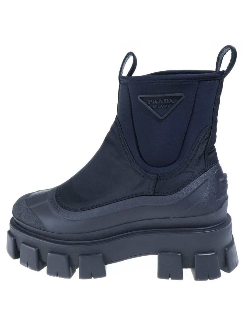 Prada Re-Nylon Monolith Gabardine Chelsea Side Gore Boots Black